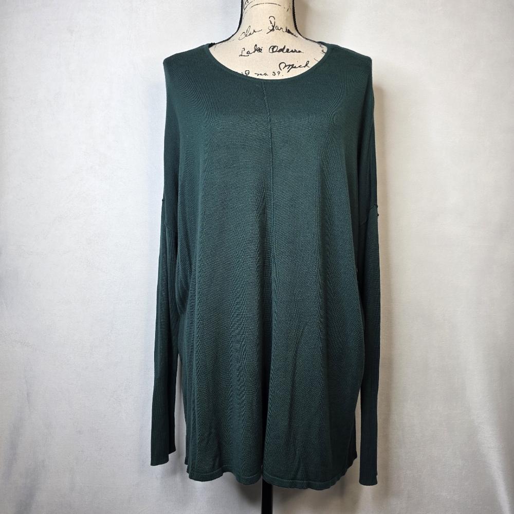 H&m green long sleeve oversized flowy top sz L